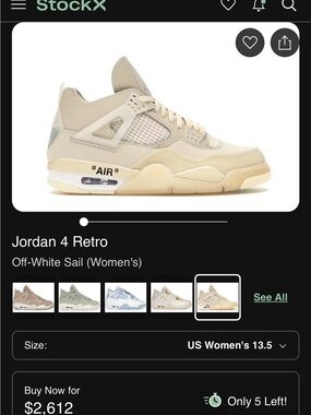 Off-White Jordan 4 Retro Sail / Cream Women's Sneaker